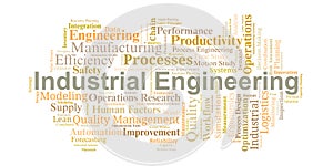 Industrial Engineering Word Cloud. Key Concepts for System Optimization and Efficiency