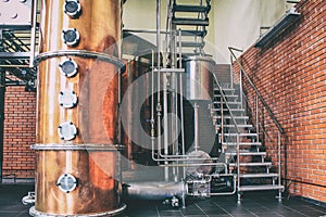 Industrial equipment for brandy production.