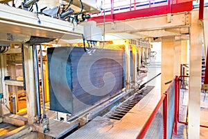 Industrial equipment at the factory in production hall close up