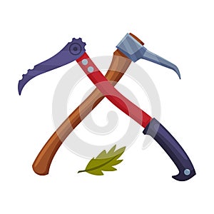 Industrial Equipment and Implement for Woodcutting and Timber Felling Vector Illustration