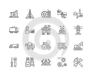 Industrial equipment line icons, signs, vector set, outline illustration concept