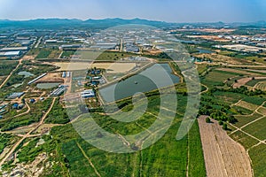 Industrial estate development and Farming Aerial photography