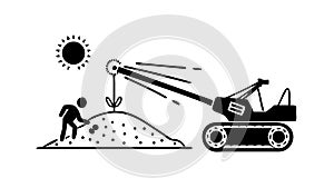 Industrial Excavator Machine Vector Icon for Construction Work, vector design Generative AI