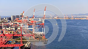 Industrial facilities and port and corgo ship osaka japan