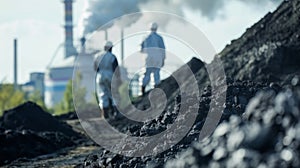 An industrial facility can be seen in the background with smokestacks billowing white clouds into the sky. In the