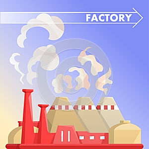 Industrial factory building.City landscape nuclear power plant. Industry concept manufactory chimney pipe.