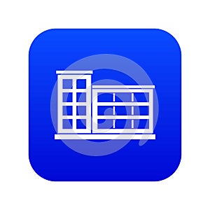 Industrial factory building icon digital blue