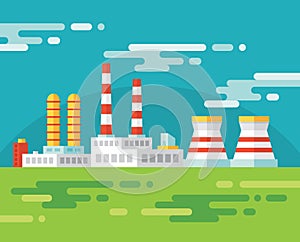 Industrial factory building - vector illustration in flat design style