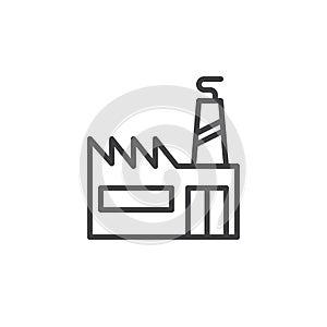 Industrial factory with chimneys line icon