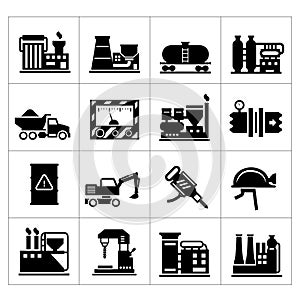 Industrial and factory icons set