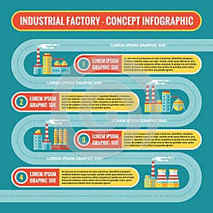 Industrial factory - infographic business concept in flat design style for presentation, booklet, web site and other projects.