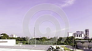 Industrial factory plant with blue sky clouds