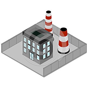 Industrial factory plant building Isometry illustration
