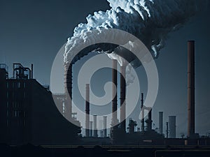 Industrial factory pollution smokestack. ai generative