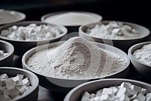 industrial factory powder chemical ingredient product manufacturing white production industry. Generative AI.