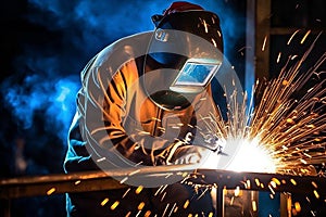 Industrial factory steel welder fire safety job welding construction metal