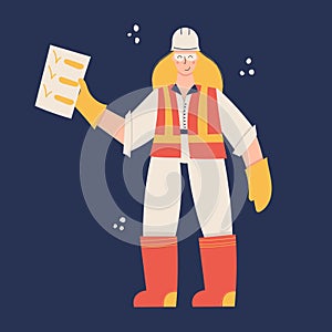 Industrial female worker inspector with safety check list