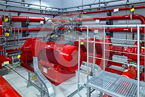 Industrial fire pump station. Reliable and trouble-free equipment. Automatic fire extinguishing system control system. Powerful