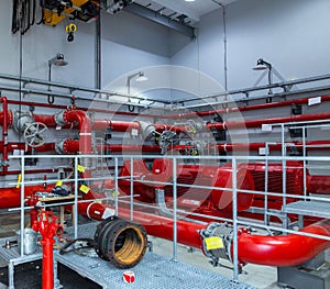 Industrial fire pump station. Reliable and trouble-free equipment. Automatic fire extinguishing system control system. Powerful