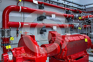 Industrial fire pump station. Reliable and trouble-free equipment. Automatic fire extinguishing system control system. Powerful