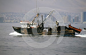 industrial fishing vessel in the pacific ocean chile