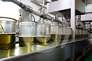 industrial food oil machinery olive liquid tanks production factory industry. Generative AI.