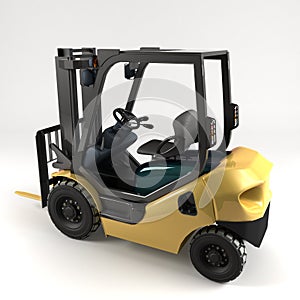 Industrial forklift on light background