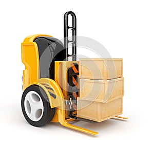 Industrial forklift with load. robot 3d