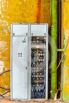 Industrial fuse box on the wall