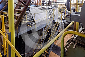 Industrial gas boiler in the boiler room