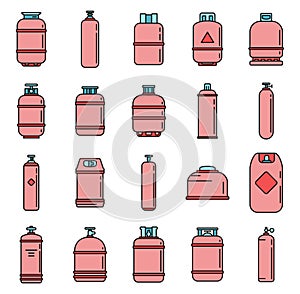 Industrial gas cylinders icons set vector color