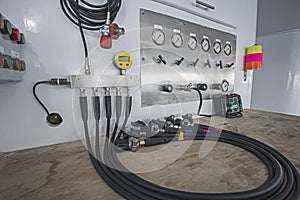 Industrial gas mixing blending panel on a boat