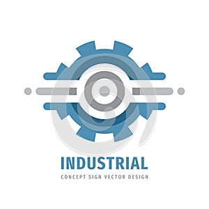 Industrial gear logo template design. Business factory sign. Cogwheel symbol. SEO icon. Vector illustration