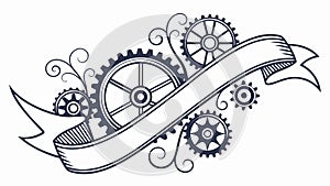 Industrial Gears Banner, Engineering, Mechanics, and Innovation, vector design Generative AI