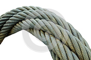 Industrial giant metal sling wire, isolated on white background