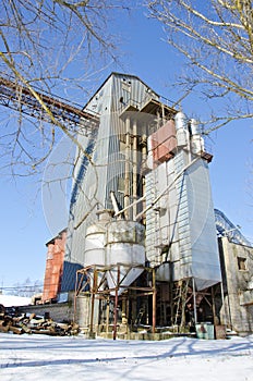 Industrial grain Processing Facility in winter time