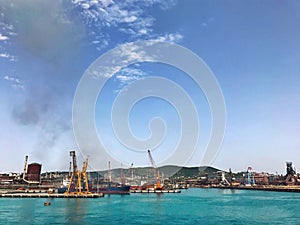 Industrial harbour of Livorno in Tuscany