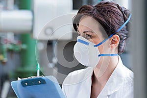 industrial health inspector wearing mask