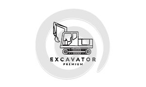 Industrial heavy equipment excavator lines logo vector symbol icon design illustration