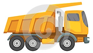 Industrial heavy truck. Dump vehicle side view