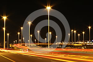 Industrial highway lights in urban area