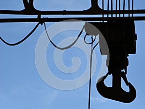 Industrial hook. Backlit shot