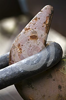 Industrial hook, rusty and weathered