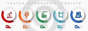 Industrial icon set, miscellaneous icons such as oil industry, electricity, factory and nuclear power plant, modern design