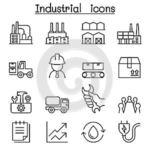 Industrial icon set in thin line style