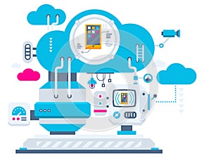 industrial illustration background of the cloud technolog