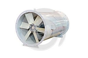 industrial inline exhaust fan or air blower for bring air from inside to outside isolated on white background with clipping path