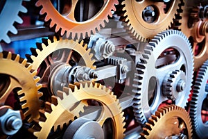 Industrial Innovation, Gears and Cogs Working in Unison