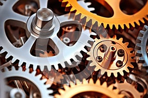 Industrial Innovation, Gears and Cogs Working in Unison