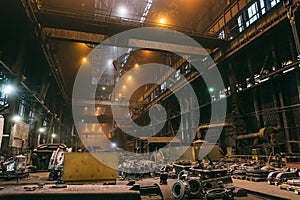 Industrial interior of foundry, steel mill, metallurgical plant, heavy industry